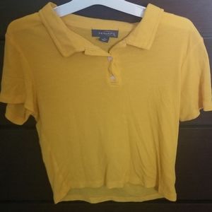 Primark Yellow Polo Cropped Top - Ribbed
